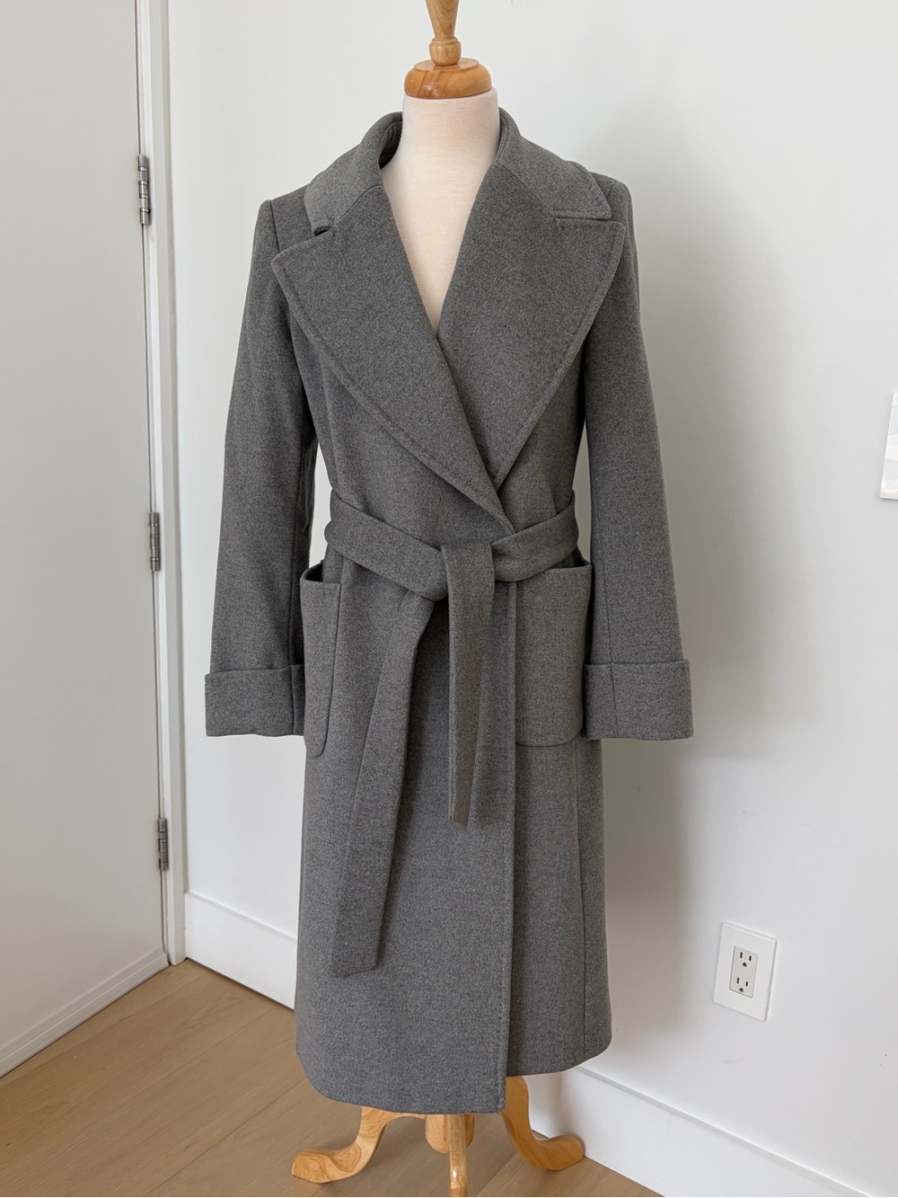 Ralph Lauren Gray Wool-Blend Belted Trench Coat